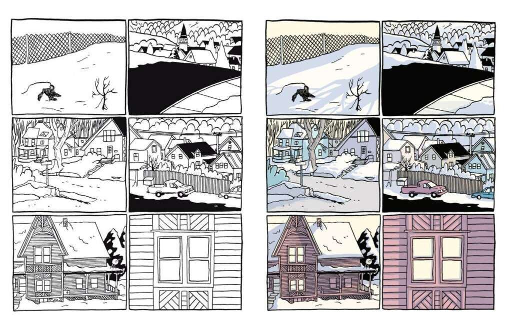Page 4 de la BD Orignal présentant des paysages, en noir et blanc et en couleur